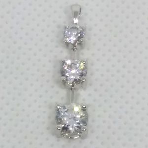 ROSS SIMONS 925 Sterling & CZ 3 Stone Pendant